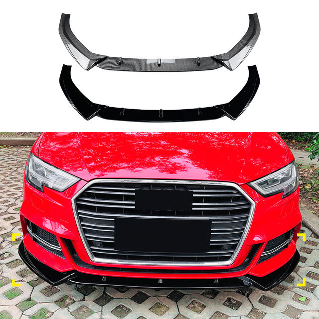 AMP-Z الأمامي الشفاه الشفاه SPILTTER لـ Audi A3 S3 8V 2017-2020