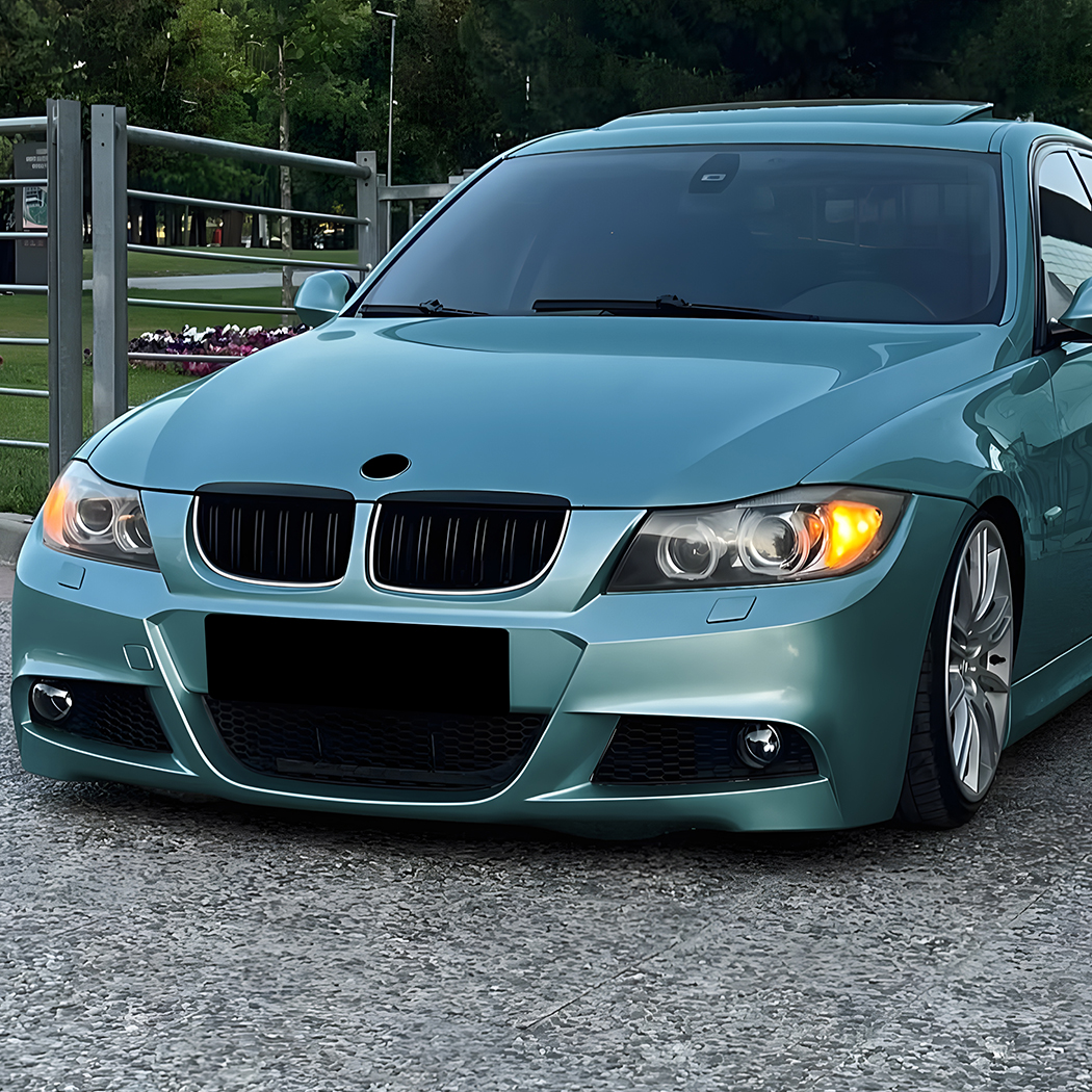 AMP-Z Front Bumper Grille Grill With Lights For BMW 3 Series E90 E91 Pre-facelift 2005-2008