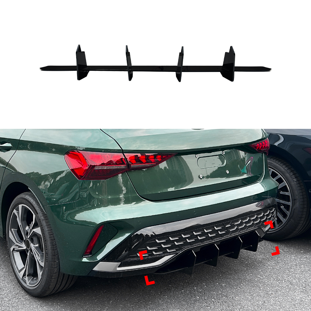 AMP-Z Rear Bumper Spoiler Diffuser Valance Lip For Audi A3 8Y Sline Facelift Hatchback 2025+