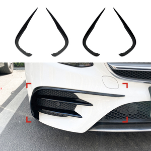 AMP-Z Front Bumper Fins Spoiler Canards Long For Mercedes Benz E Class W213 C238 Pre-Facelift AMG-Line 2016-2020