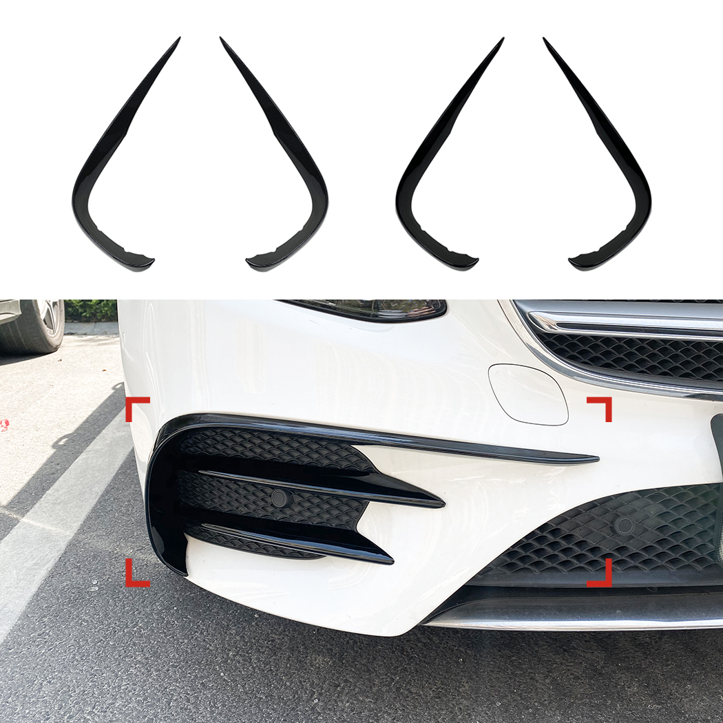 AMP-Z Front Bumper Fins Spoiler Canards Long For Mercedes Benz E Class W213 C238 Pre-Facelift AMG-Line 2016-2020