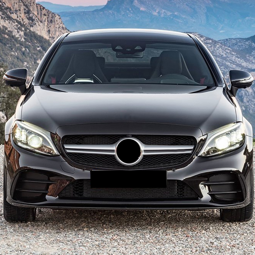 AMP-Z Front Bumper Fins Spoiler Canards For Mercedes Benz C Class W205 C205 S205 Facelift AMG-Line 2015-2018