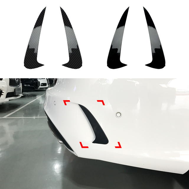 AMP-Z Rear Bumper Fins Spoiler Canards For Mercedes Benz C Class S205 2015-2021