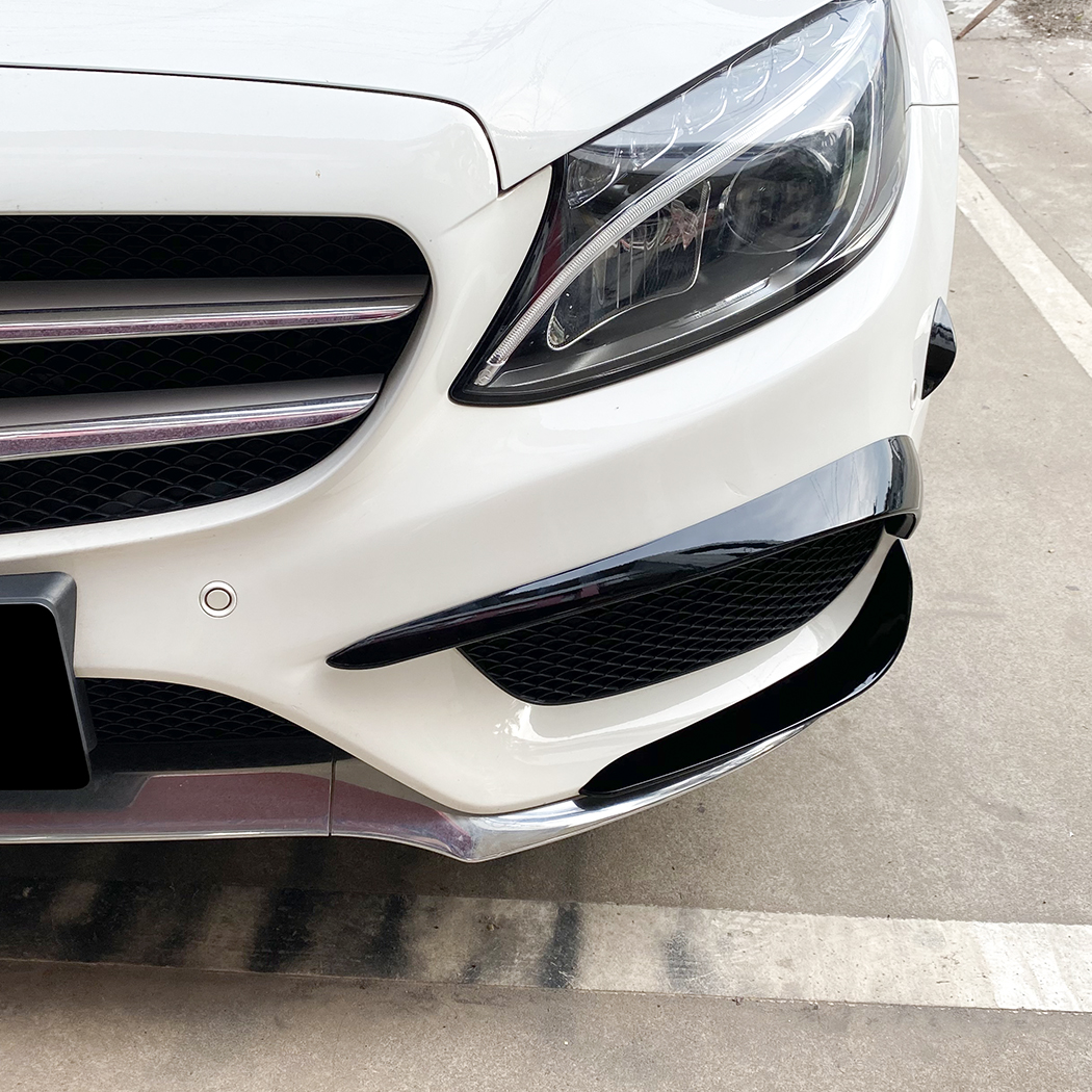 AMP-Z Front Bumper Fins Spoiler Canards For Mercedes Benz C Class W205 C205 S205 AMG-Line 2015-2018