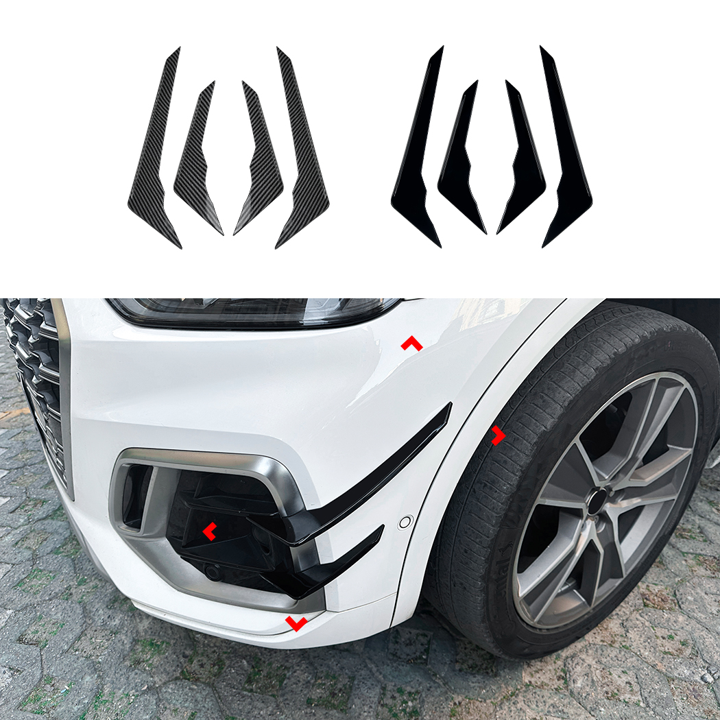 AMP-Z Front Bumper Fins Side Spoiler Canards For Audi Q5 FY Sline Facelift 2021-2024