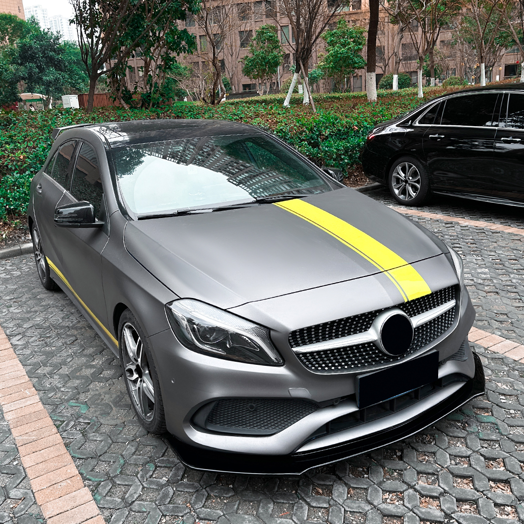 AMP-Z Front Bumper Lip Spiltter For Mercedes Benz A Class W176 A45 AMG Line 2013-2018