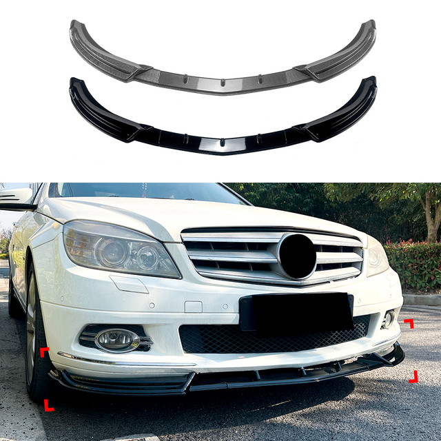 amp-z الأمامي الشفاه الشفاه spiltter لـ Mercedes Benz C Class W204 Pre-Facelift 2007-2010