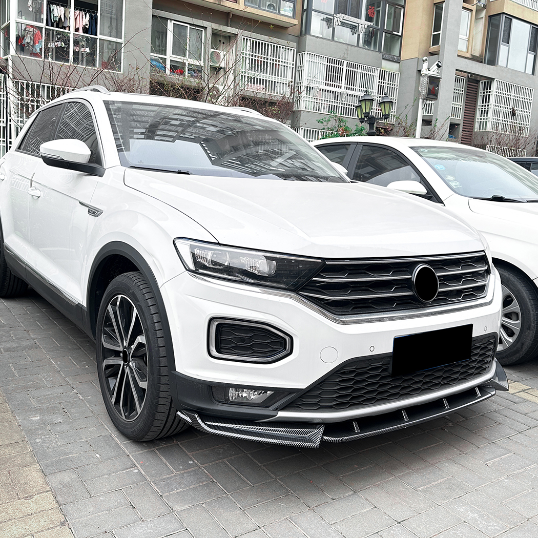 AMP-Z Front Bumper Lip Spiltter Black For VW Volkswagen T-Roc Standard 2018-2022