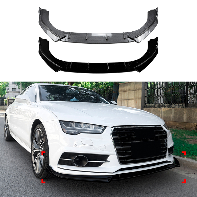AMP-Z Front Bumper Lip Splitter For Audi A7 S7 C7 Facelift Sline 2015-2018