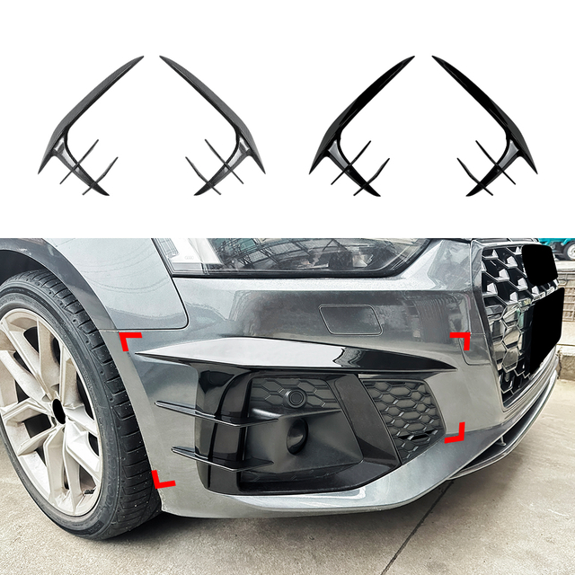 AMP-Z Front Bumper Fins Spoiler Canards For Audi A5 S5 F5 Facelift Sline 2021-2024