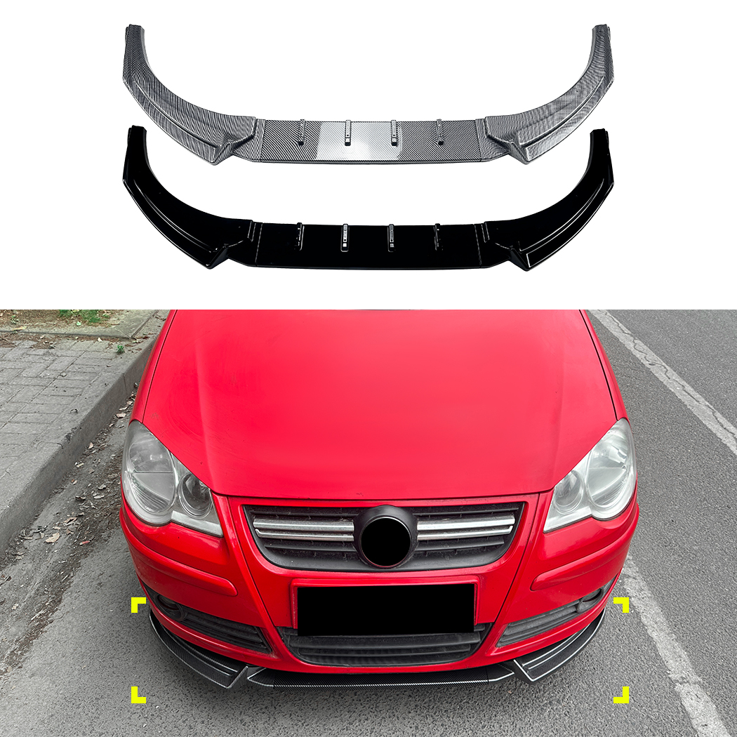 AMP-Z Front Bumper Lip Spiltter For VW Volkswagen Polo MK4 9N Facelift 2005-2008