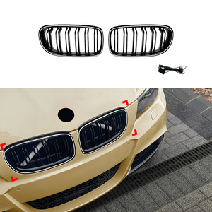 AMP-Z Front Bumper Grille Grill With Lights Black For BMW 3 Series E90 E91 Facelift 2009-2012