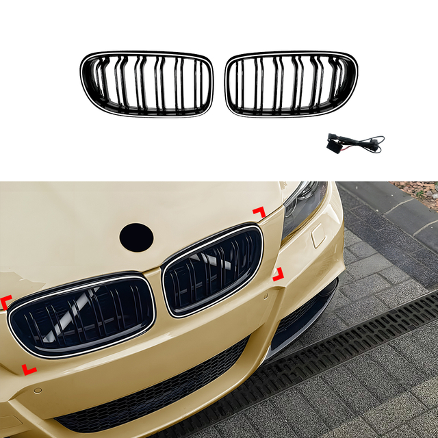 AMP-Z Front Bumper Grille Grill Black For BMW 3 Series E90 E91 Facelift 2009-2012