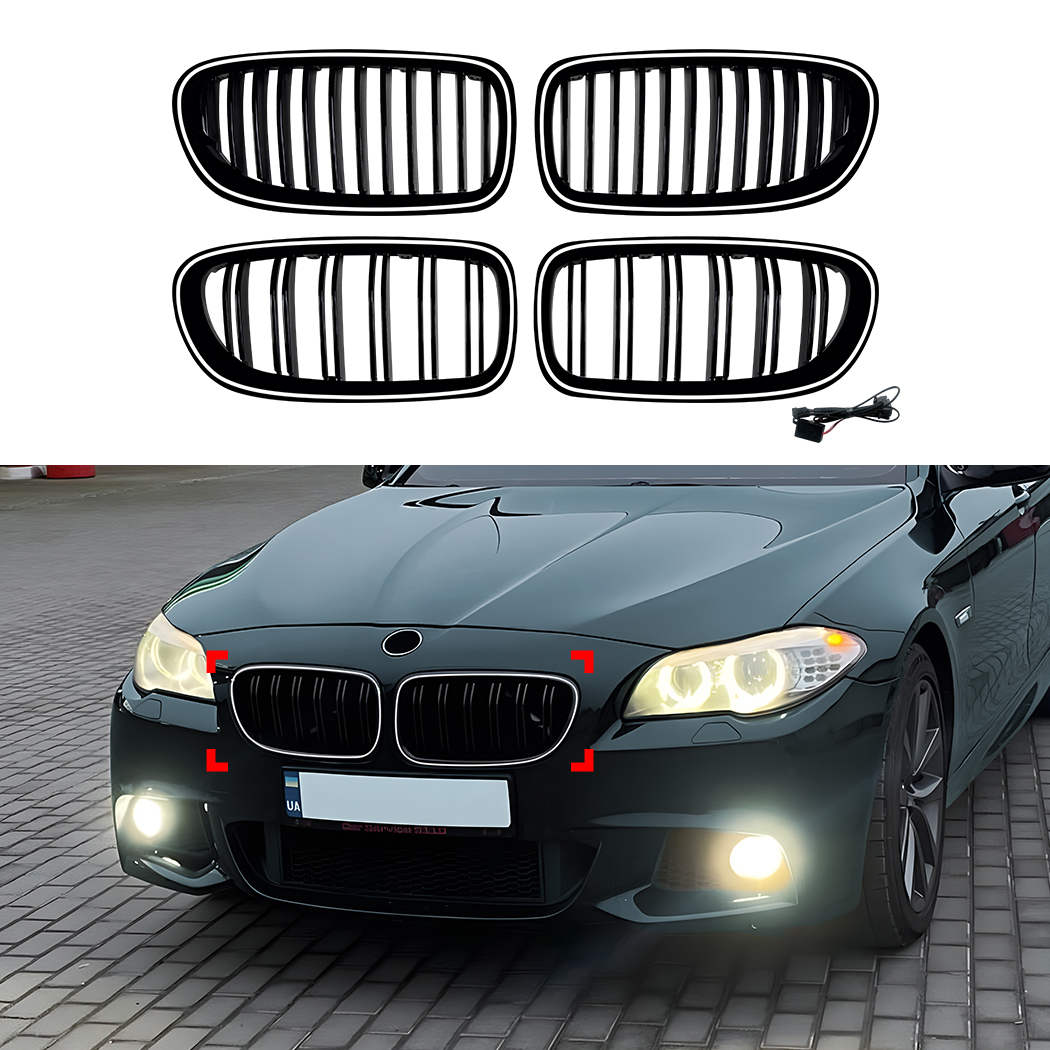 AMP-Z Front Bumper Grille Grill Black For BMW 5 Series F10 F11 2011-2017