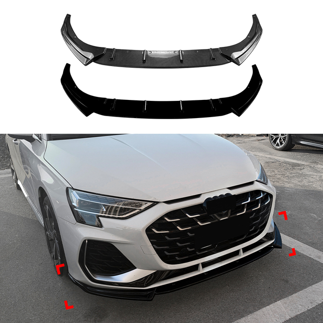 AMP-Z Front Bumper Lip Splitter For Audi A3 S3 8Y Facelift Sline 2025+
