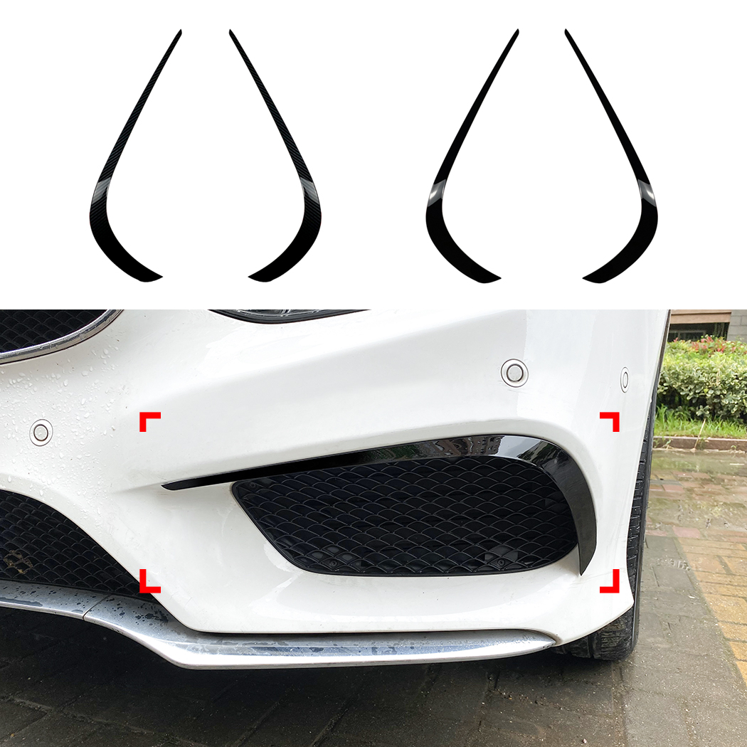 AMP-Z Front Bumper Fins Spoiler Canards For Mercedes Benz E Class W212 4-Doors AMG-Line 2013-2015