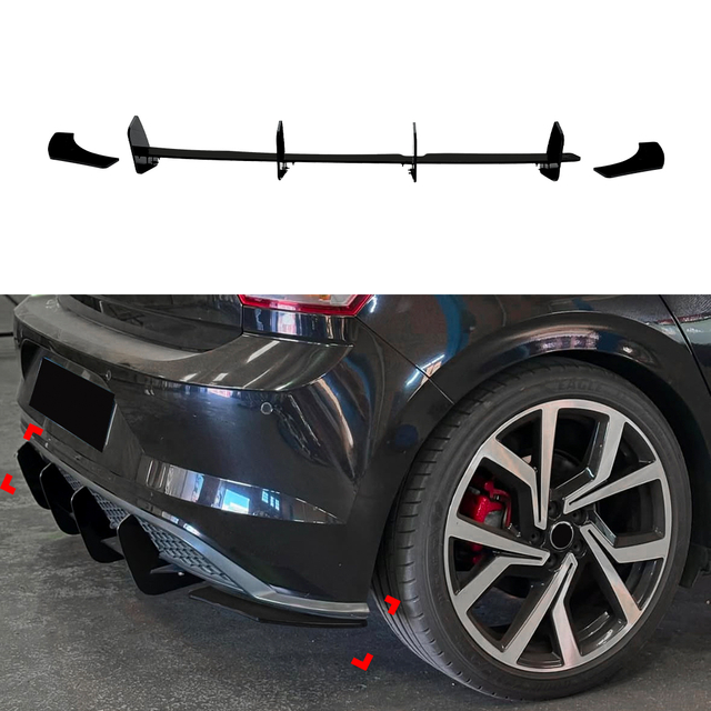 AMP-Z المصد الخلفي Diffuser Diffuser Valance Lip لـ Volkswagen VW Polo MK6 GTI 2019-2021