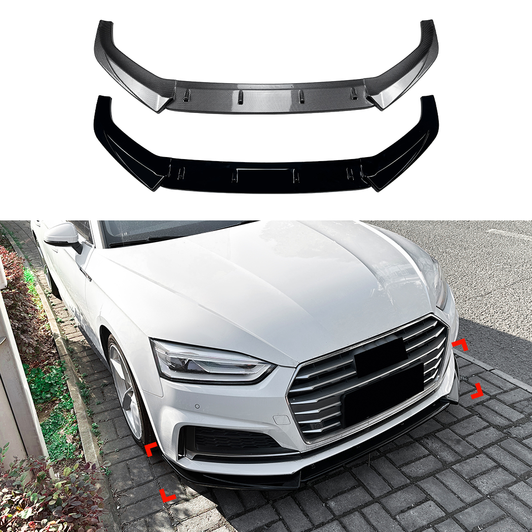 AMP-Z Front Bumper Lip Spiltter Black For Audi A5 Sline S5 F5 Pre-Facelift 2017-2020