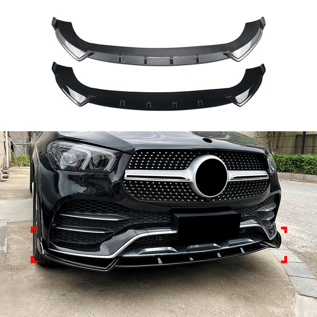 AMP-Z Front Bumper Lip Spiltter For Mercedes Benz GLE Class W167 C167 Pre-facelift AMG Line 2019-2023