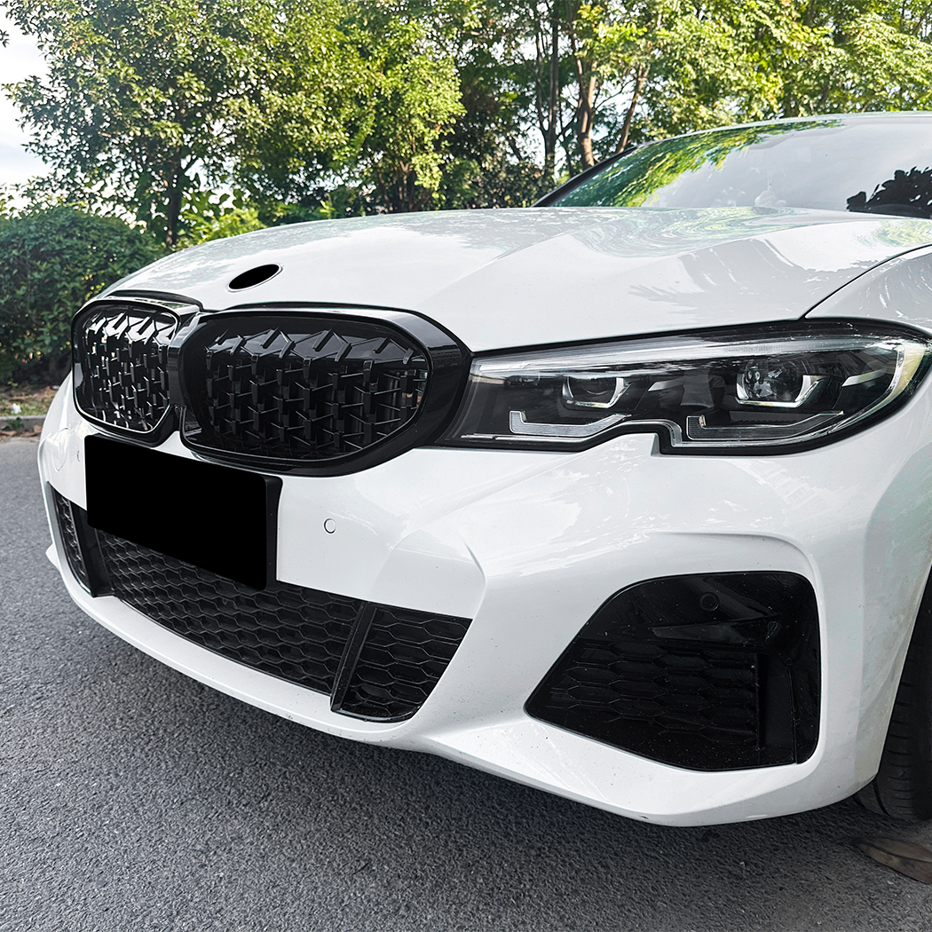 AMP-Z Front Bumper Grille Grill Silver For BMW 3 Series G20 G21 Pre-facelift 2019-2022