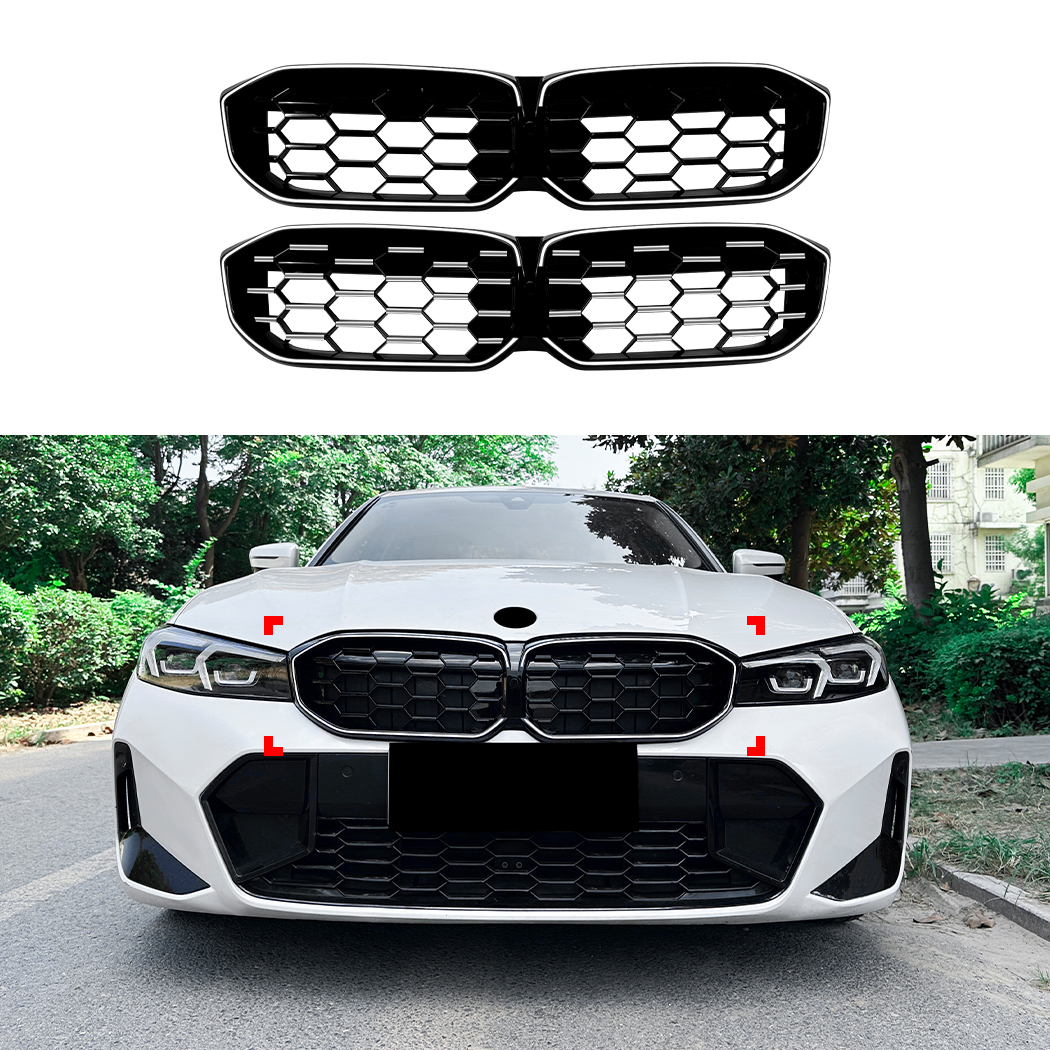 AMP-Z Front Bumper Grille Grill Silver For BMW 3 Series G20 G21 LCI 2023+