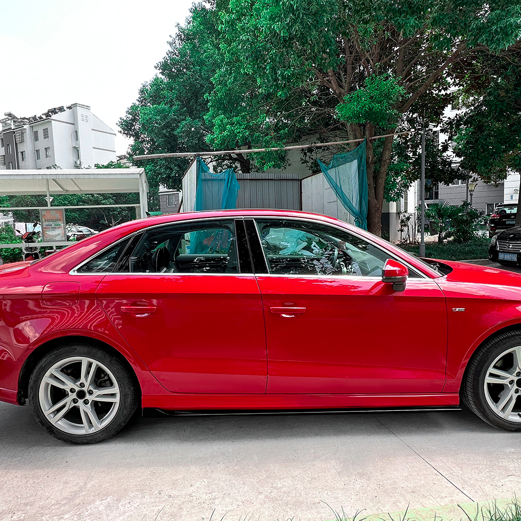 AMP-Z Side Skirt Rocker Panel Splitter Lip For Audi A3 8V Sline 2014-2020