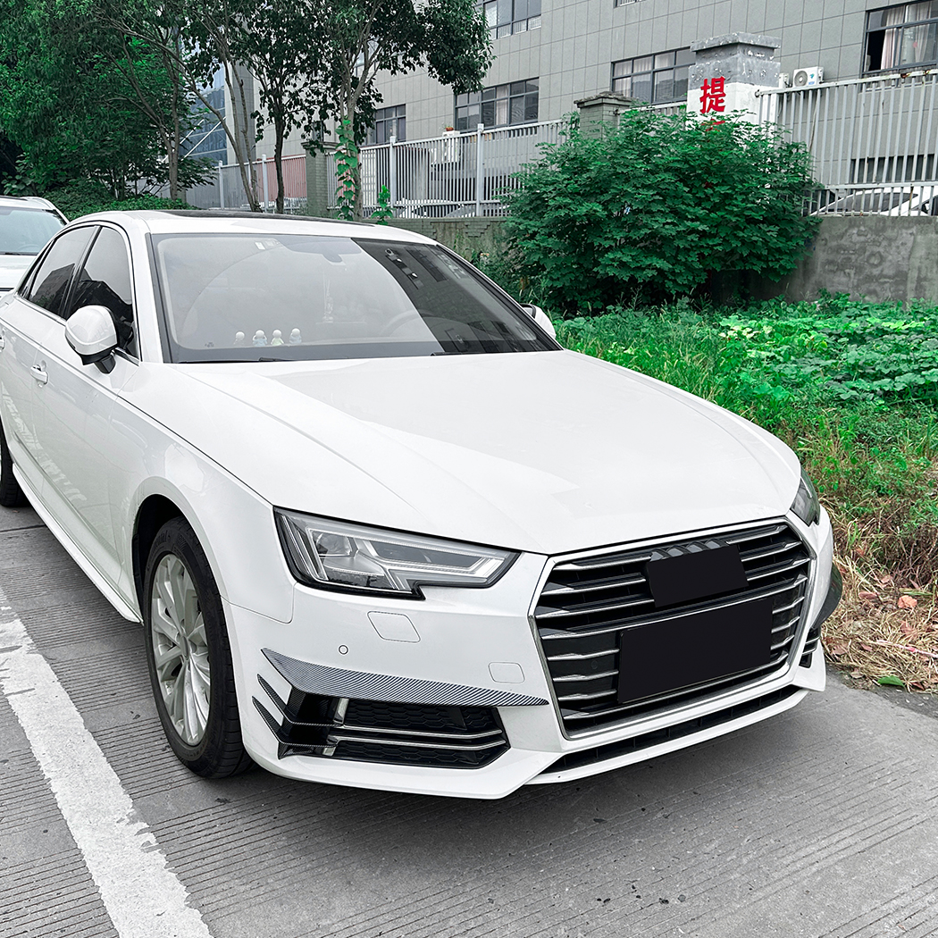 AMP-Z Front Bumper Fins Spoiler Canards For Audi A4 B9 Sline 2017-2019