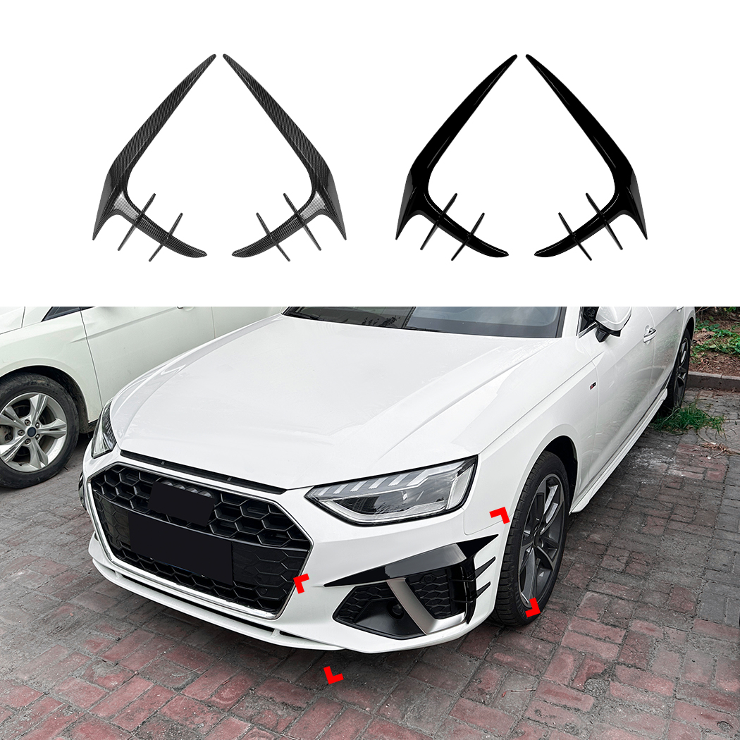 AMP-Z Front Bumper Fins Spoiler Canards For Audi A4 B9.5 Sline 2020-2024