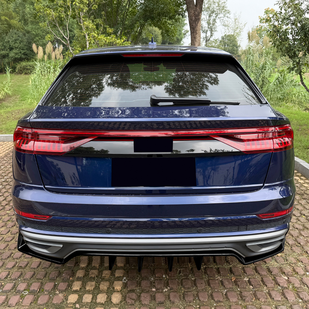 AMP-Z Rear Bumper Spoiler Lip Black For Audi Q8 Sline 2019-2023