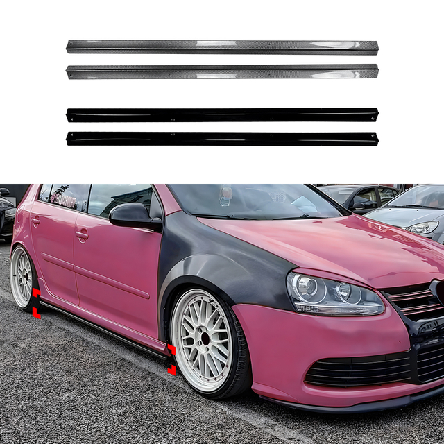 AMP-Z Side Skirt Rocker Panel Splitter Lip For VW Volkswagen Golf MK5 GTI R32