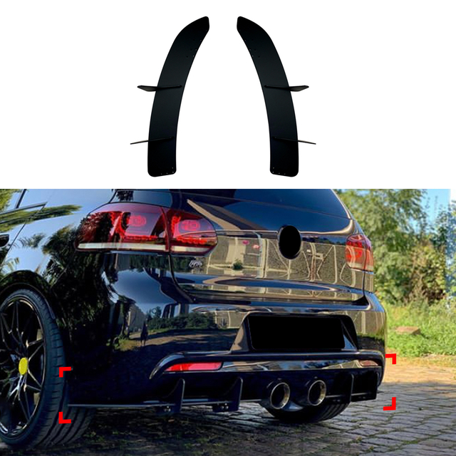 AMP-Z Rear Bumper Short Spoiler Diffuser Valance Lip For Volkswagen VW Golf MK6 R 2009-2012