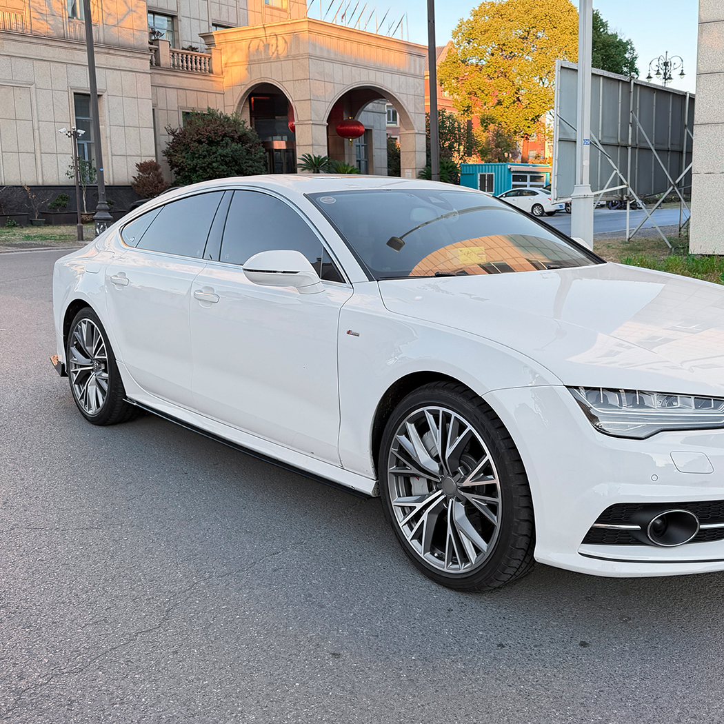 AMP-Z Side Skirt Rocker Panel Splitter Lip For Audi A7 S7 C7 2011-2017