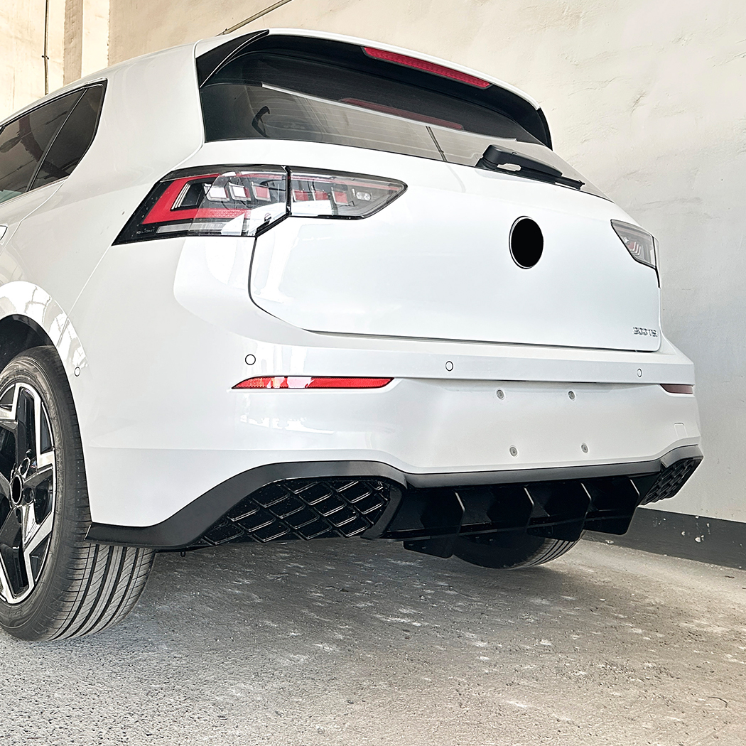 AMP-Z Rear Bumper Spoiler Diffuser Valance Lip For VW Volkswagen Golf MK8 8.5 Rline 2024+