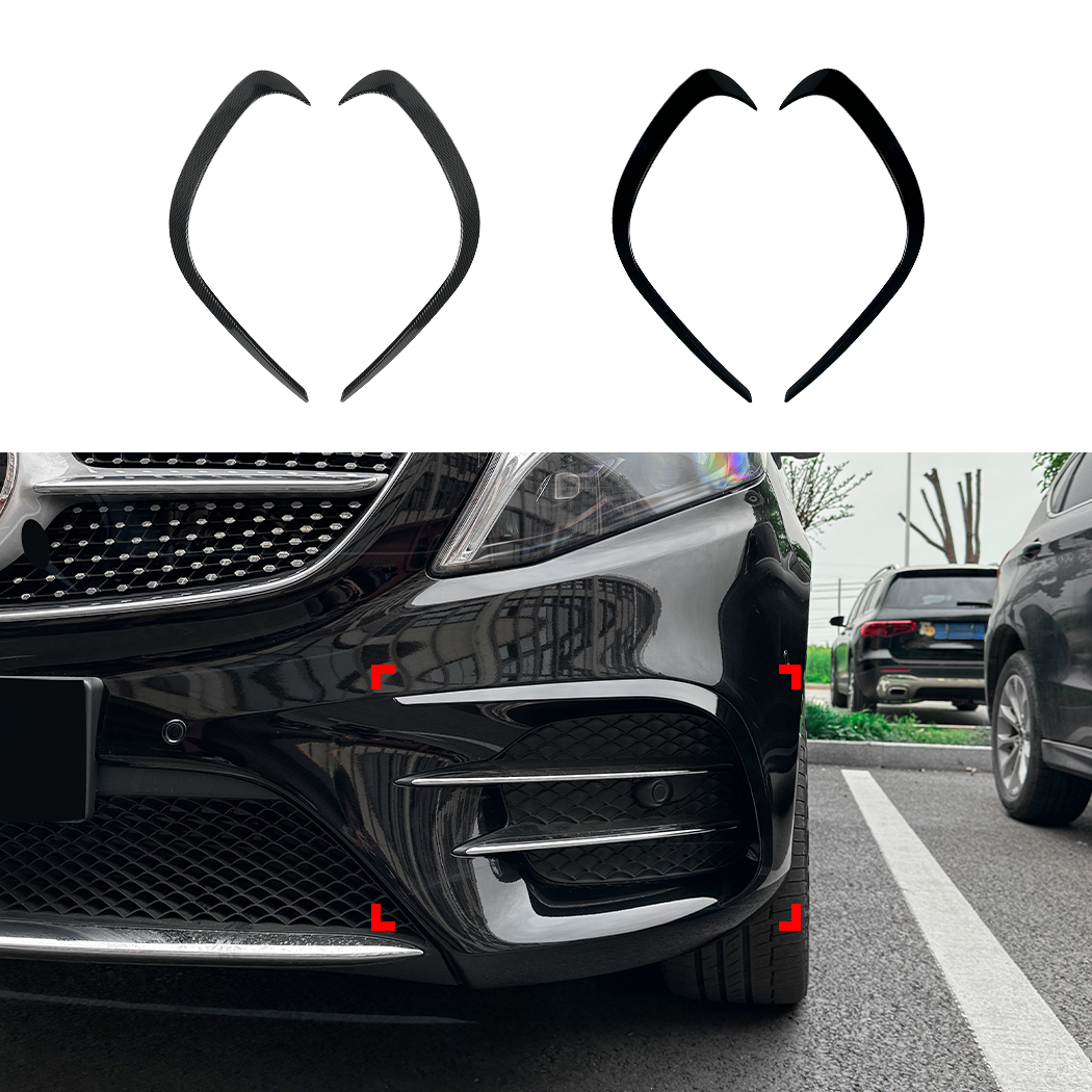 AMP-Z Front Bumper Fins Spoiler Canards For Mercedes Benz V Class W447 Pre-facelift AMG Line 2016-2023