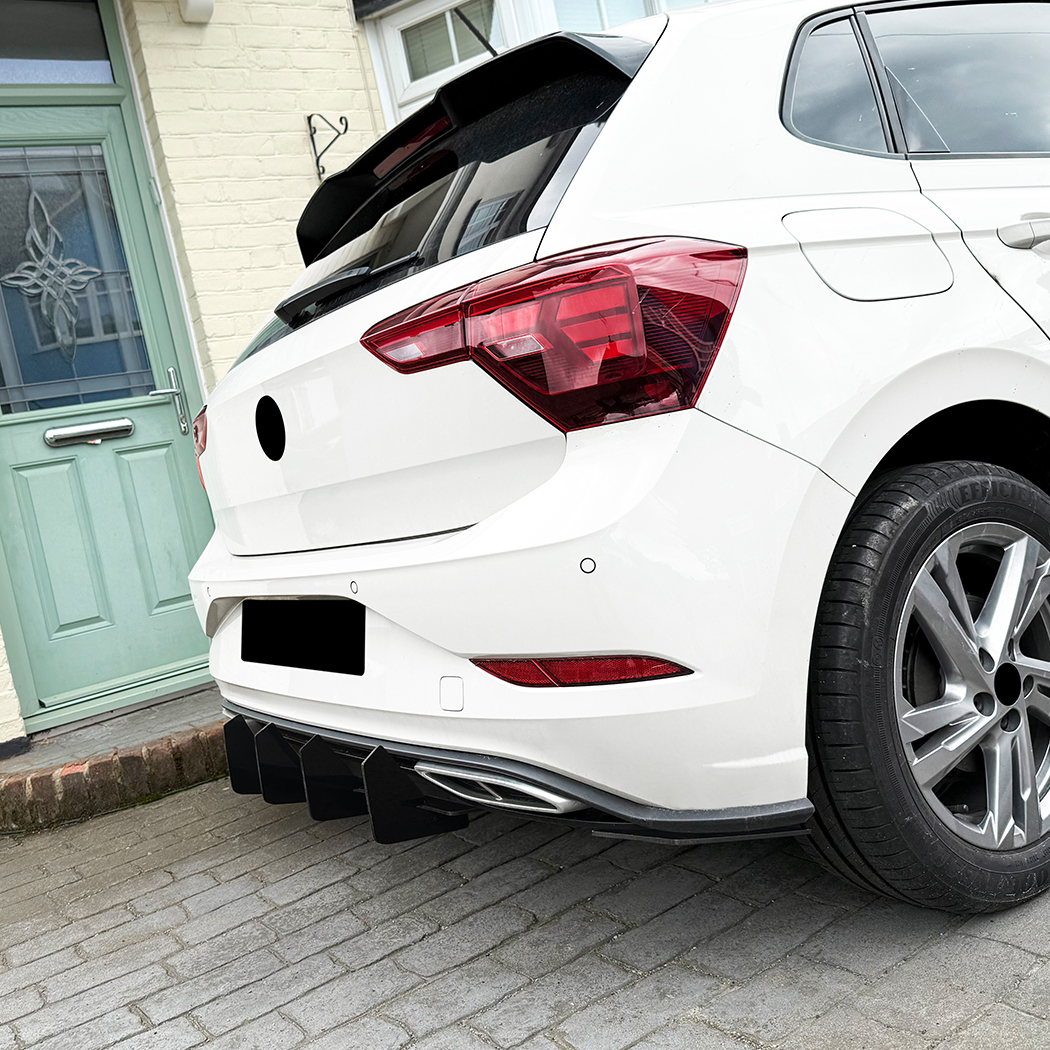 AMP-Z Rear Bumper Spoiler Diffuser Valance Lip For Volkswagen VW Polo MK6.5 Rline 2022+