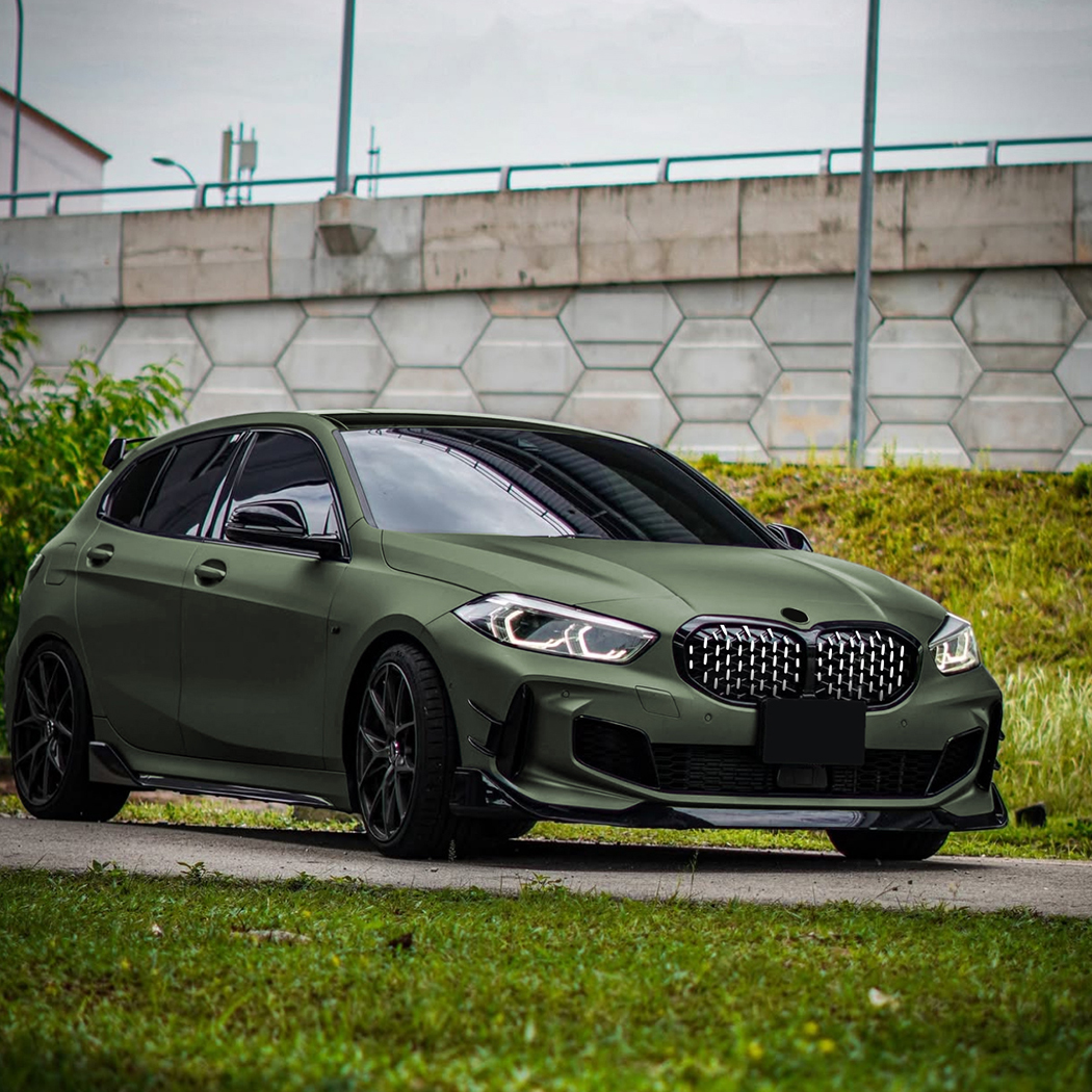 AMP-Z Front Bumper Grille Grill Black For BMW 1 Series F40 2019-2024