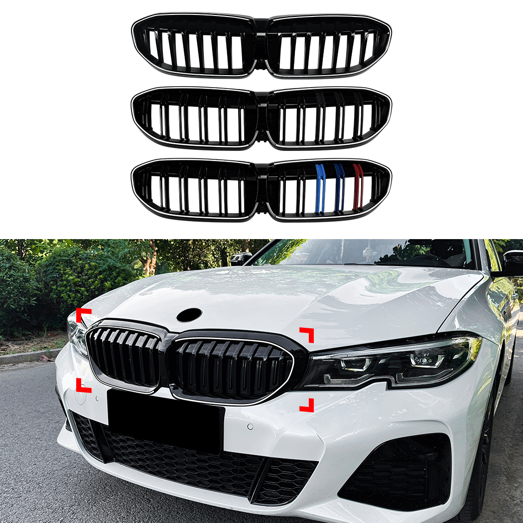 AMP-Z Front Bumper Grille Grill With Lights For BMW 3 Series G20 G21 Pre-facelift 2019-2022