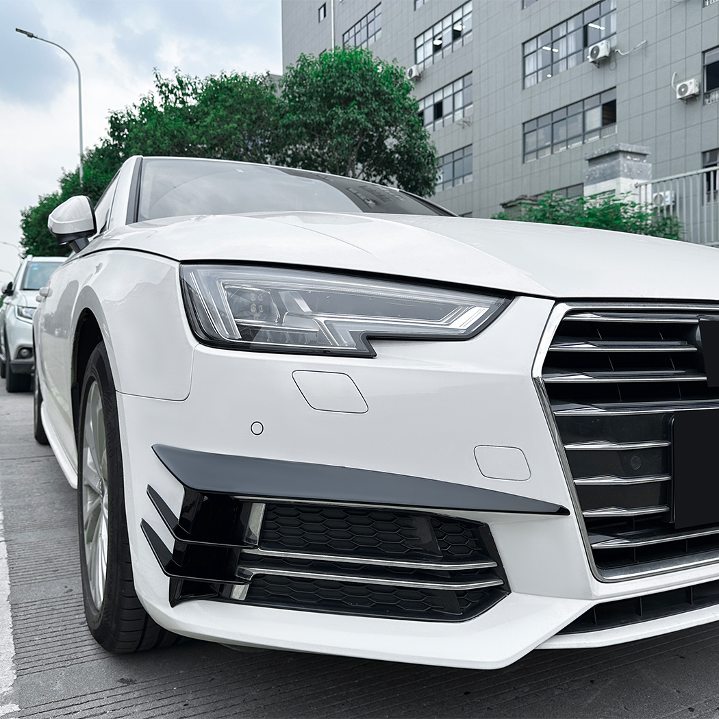 AMP-Z Front Bumper Fins Spoiler Canards For Audi A4 B9 Sline 2017-2019