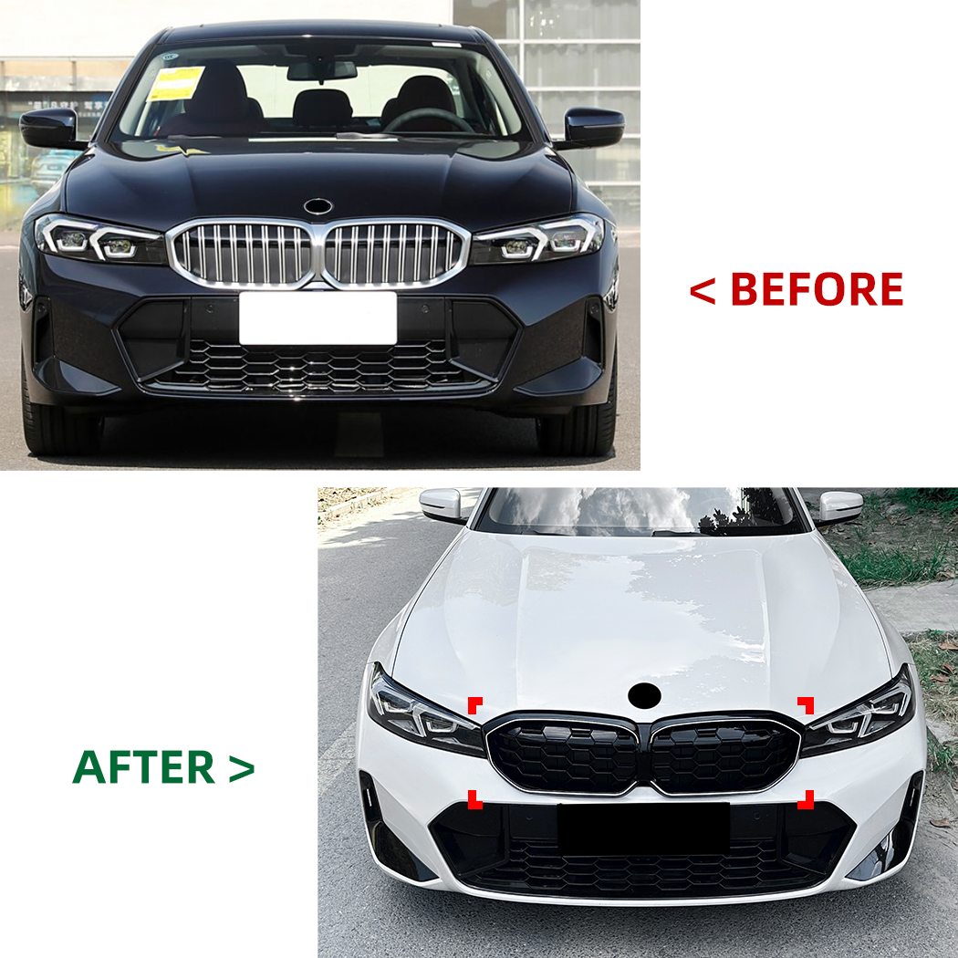 AMP-Z Front Bumper Grille Grill Silver For BMW 3 Series G20 G21 LCI 2023+