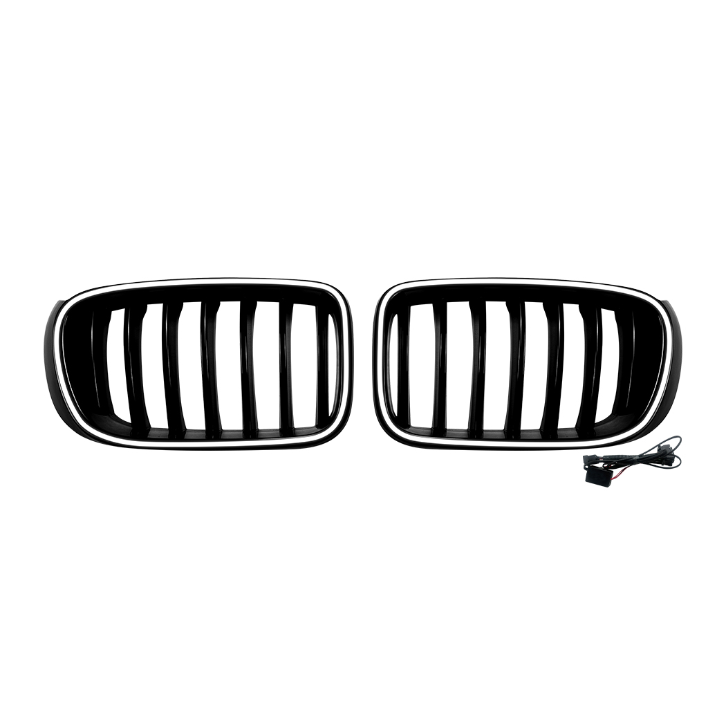 AMP-Z Front Bumper Grille Grill With Lights For BMW X3 F25 X4 F26 LCI 2014-2017