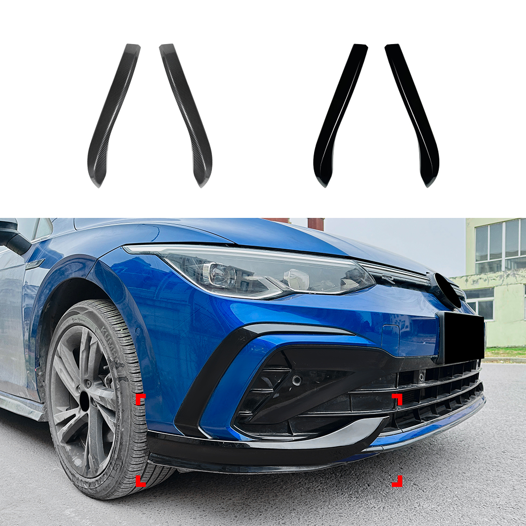 AMP-Z Front Bumper Fins Spoiler Canards For VW Volkswagen Golf MK8 GTI Rline 2020-2024