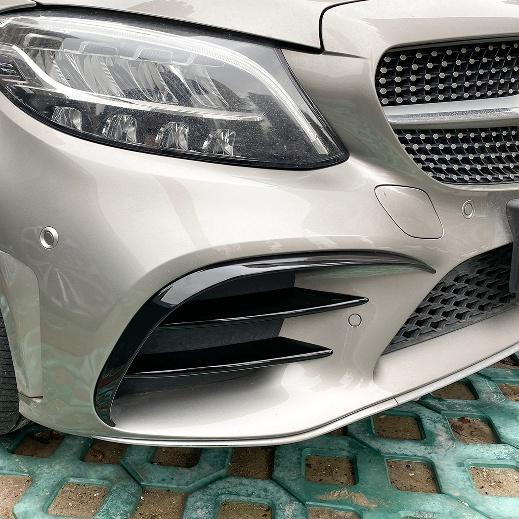 AMP-Z Front Bumper Fins Spoiler Canards For Mercedes Benz C Class W205 C205 S205 AMG-Line 2019-2021