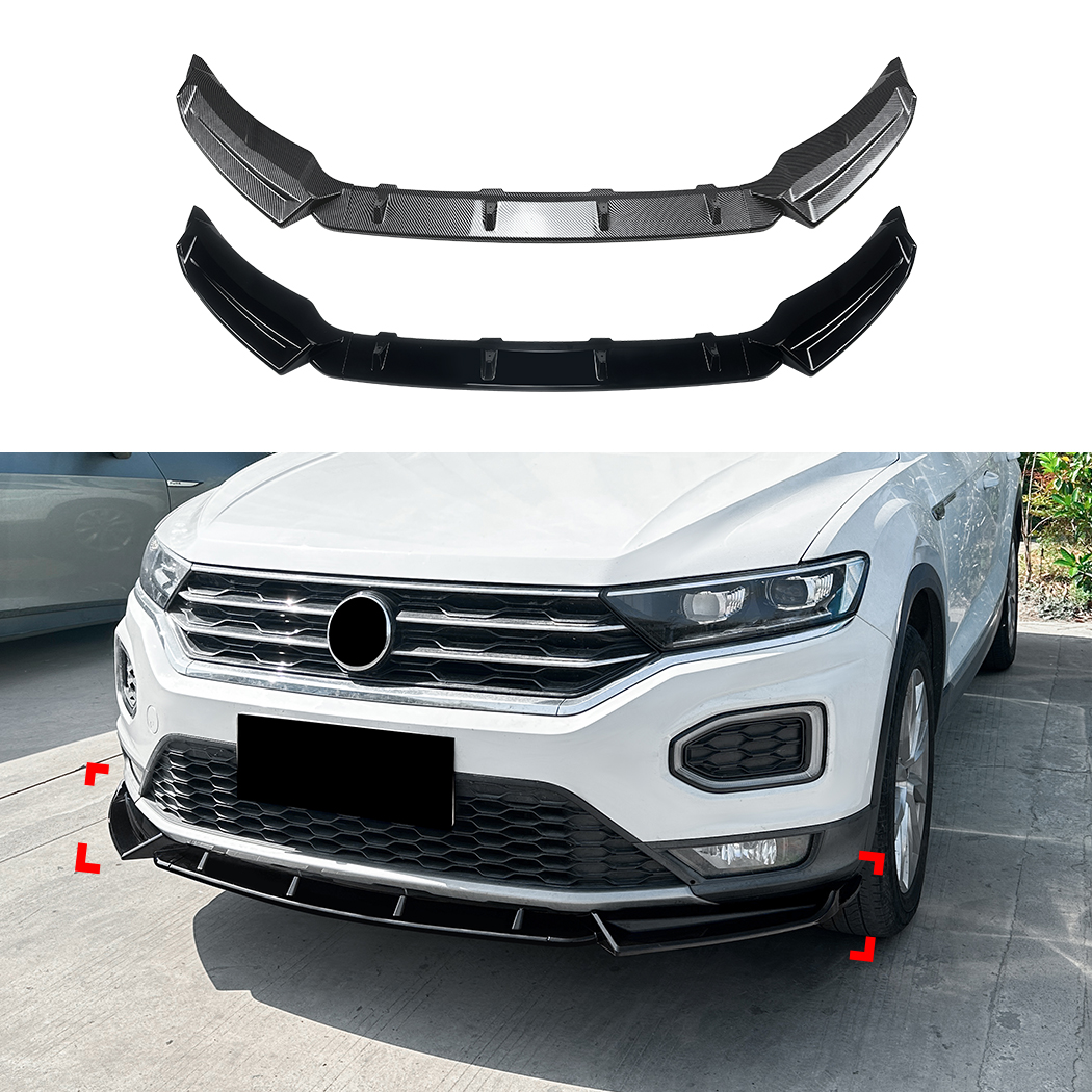AMP-Z Front Bumper Lip Spiltter Black For VW Volkswagen T-Roc Standard 2018-2022