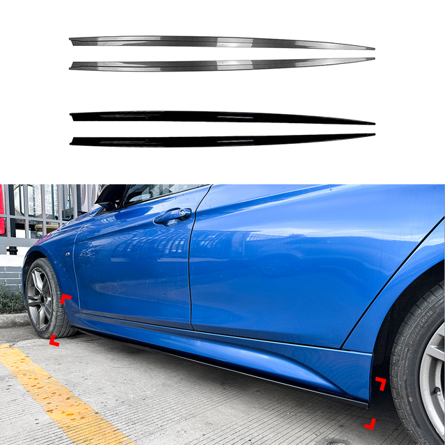 AMP-Z Side Skirt Rocker Panel Splitter Lip For BMW 3 Series F30 M Sport 2013-2019