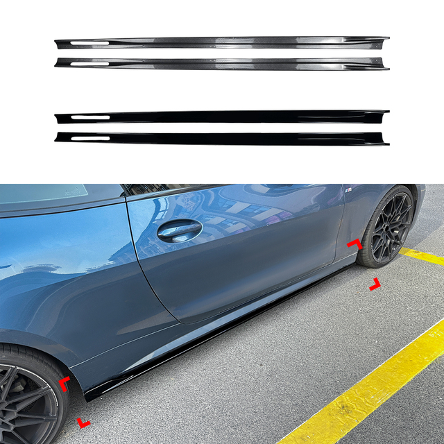 AMP-Z Side Skirt Rocker Panel Splitter Lip For BMW 4 Series Coupe G22 G23 M Sport 2020+