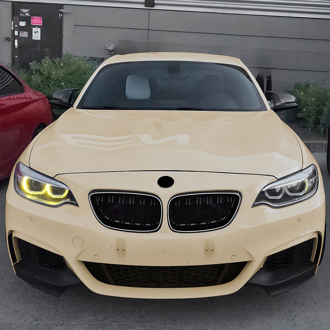 AMP-Z Front Bumper Grille Grill With Lights Black For BMW 2 Series F22 F23 2014-2019