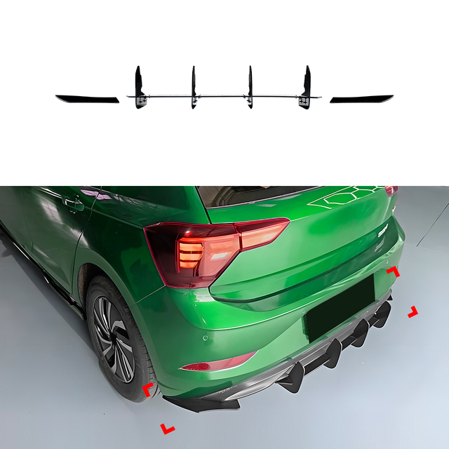 AMP-Z المصد الخلفي المصد الخلفي Short Spoiler Diffuser Valance Lip لـ Volkswagen VW Polo MK6. 5 Standard 2022+