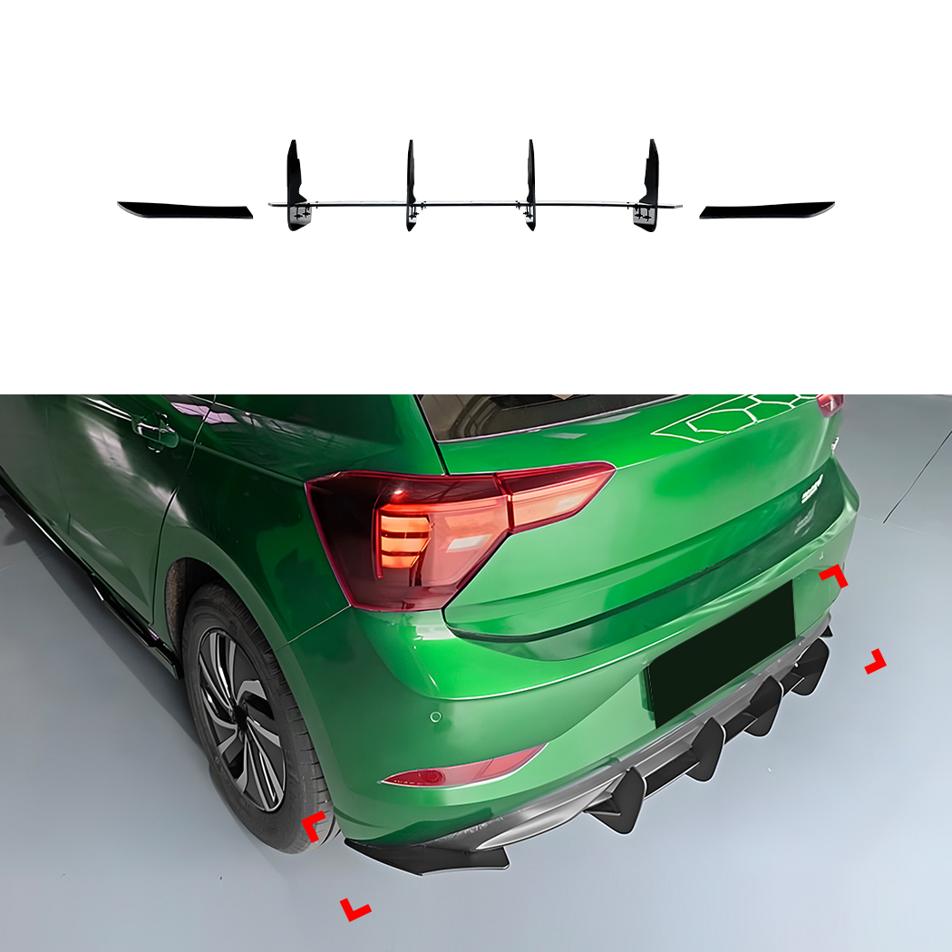 AMP-Z Rear Bumper Short Spoiler Diffuser Valance Lip For Volkswagen VW Polo MK6.5 Standard 2022+