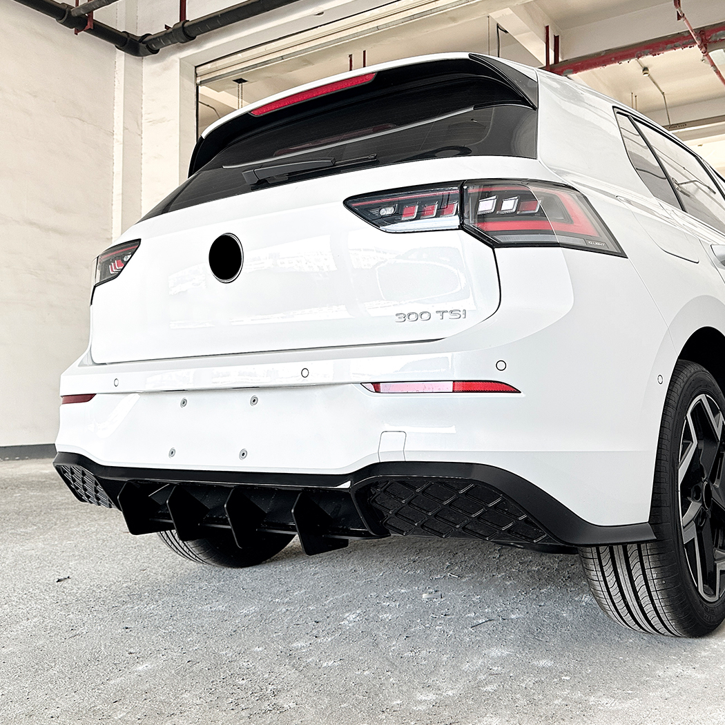 AMP-Z Rear Bumper Spoiler Diffuser Valance Lip For VW Volkswagen Golf MK8 8.5 Rline 2024+