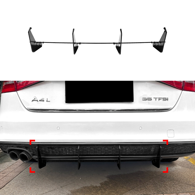 AMP-Z المصد الخلفي Diffuser Valance Lip لـ Audi A4 B8. 5 Sline سيدان 2013-2016
